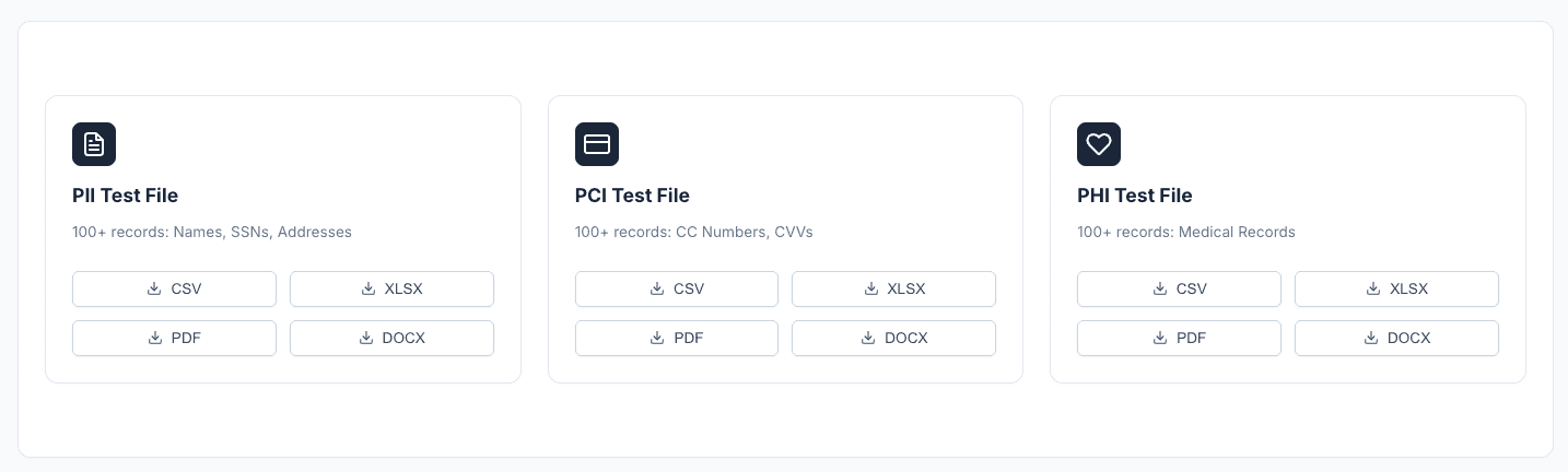 ITSecTools sample data download with 4 formats and 3 data types